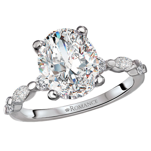 Oval Semi-Mount Diamond Engagement Ring