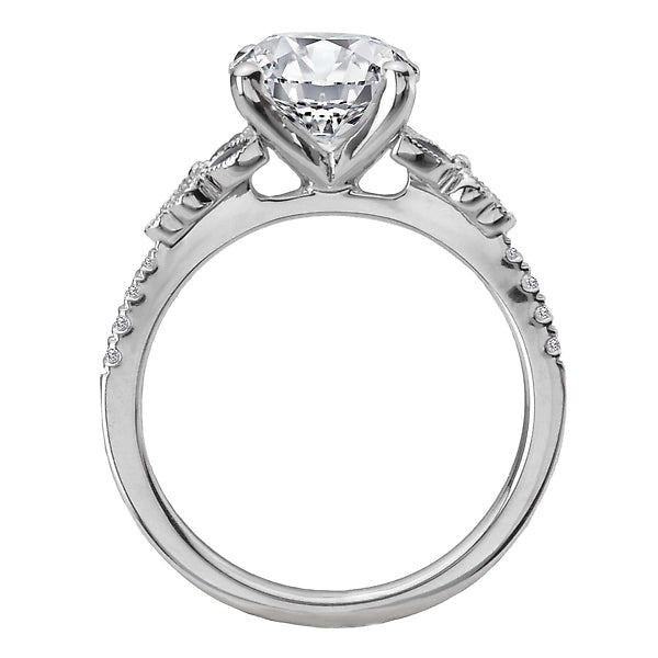 Round Sapphire and Diamond Semi-Mount Engagement Ring