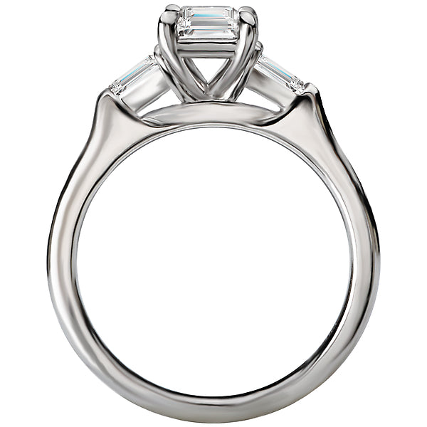 Emerald Diamond Semi Mount Engagement Ring