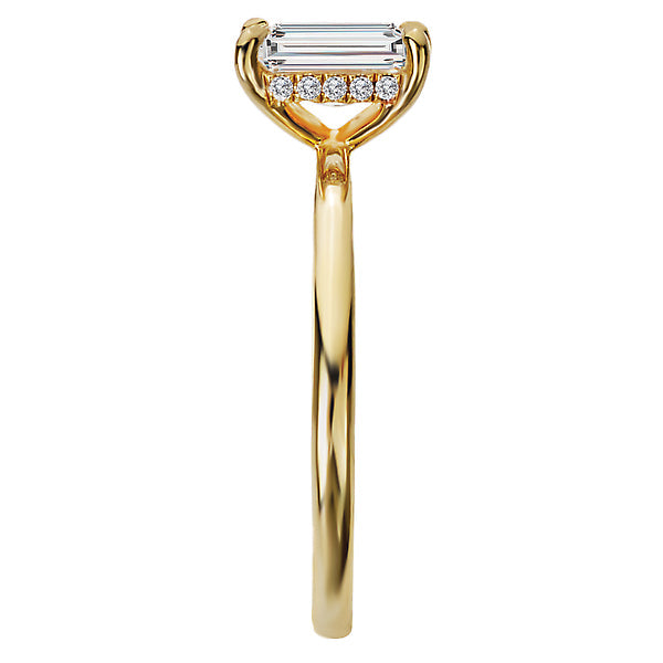 Emerald Diamond Hidden Halo Engagement Ring