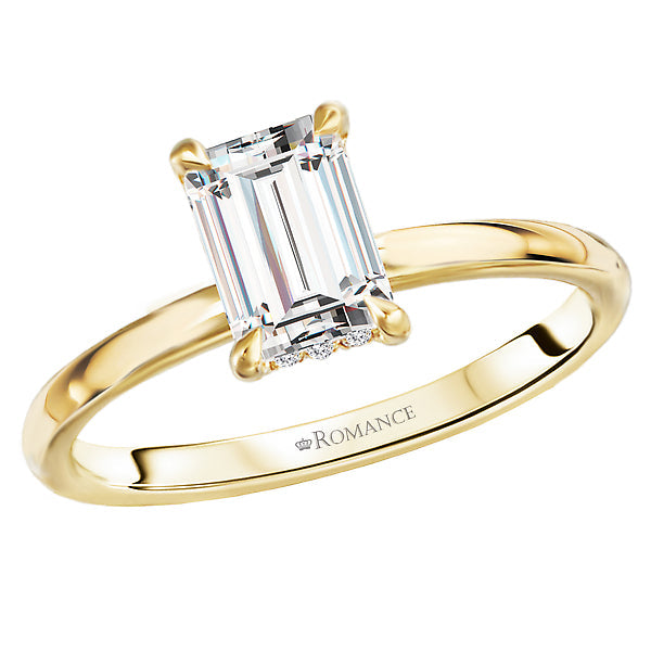 Emerald Diamond Hidden Halo Engagement Ring