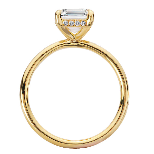 Emerald Diamond Hidden Halo Engagement Ring