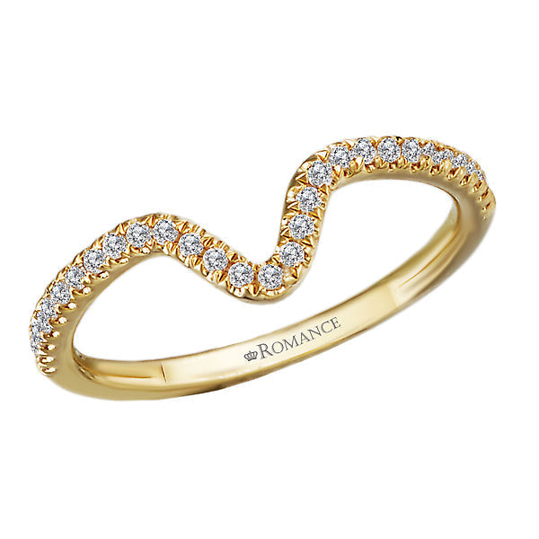 Round Curved Diamond Wedding Band