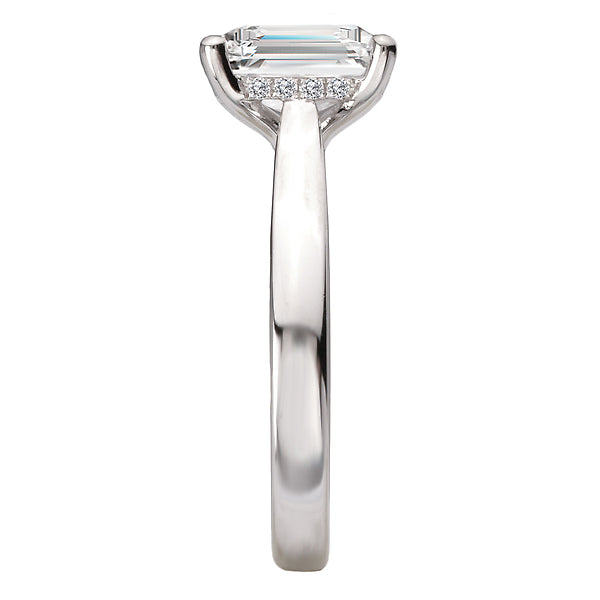 Emerald Hidden Halo Semi-Mount Diamond Engagement Ring
