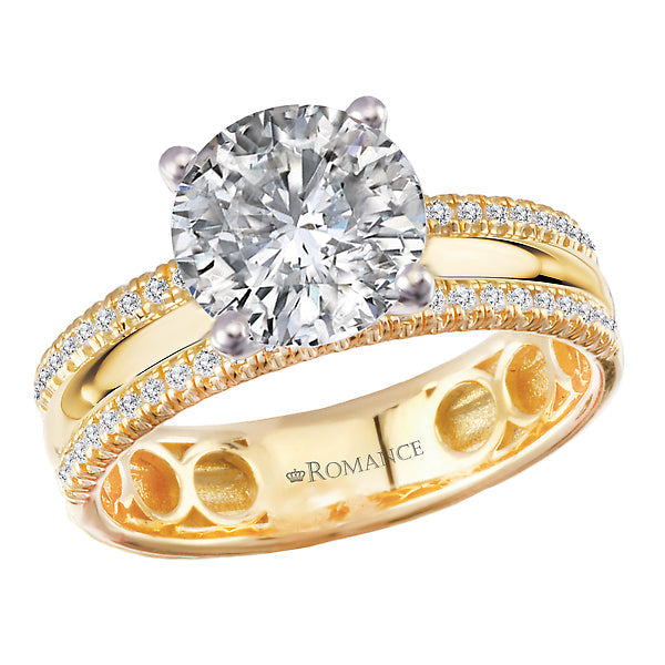 Round Split Shank Semi-Mount Diamond Engagement Ring