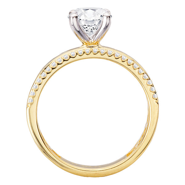 Round Wide Band Semi-Mount Diamond Engagement Ring