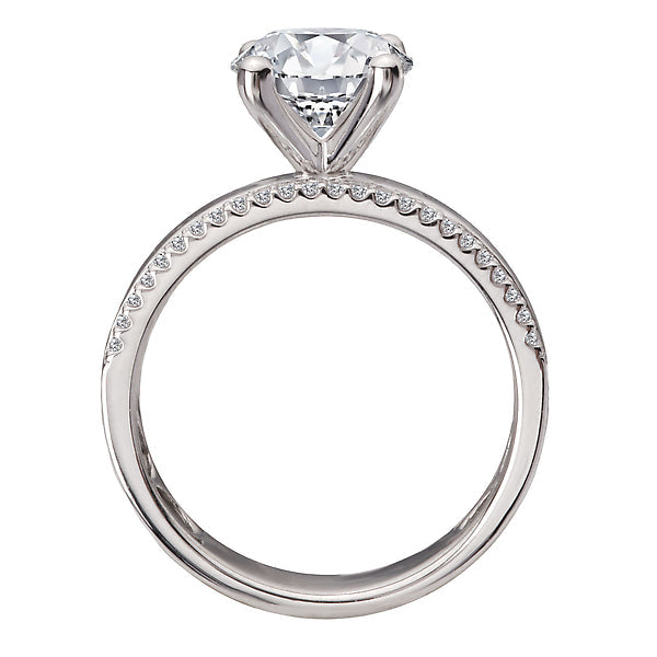 Round Wide Band Semi-Mount Diamond Engagement Ring