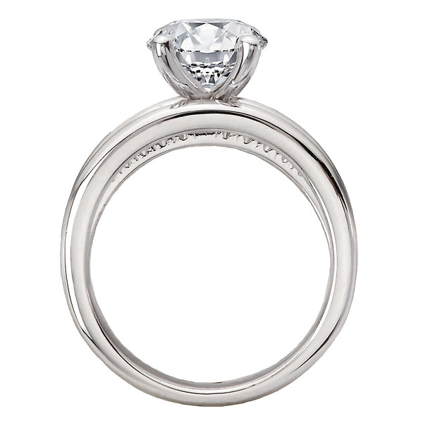 Round Three Row Band Semi-Mount Diamond Engagement Ring
