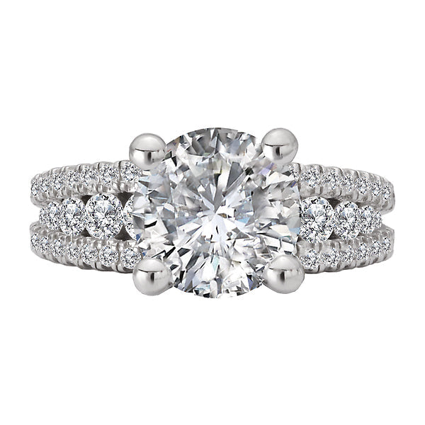 Round Split Row Semi-Mount Engagement Ring