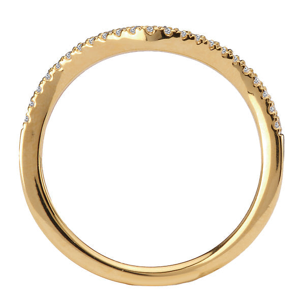 Round Curved Front Diamond Wedding Band