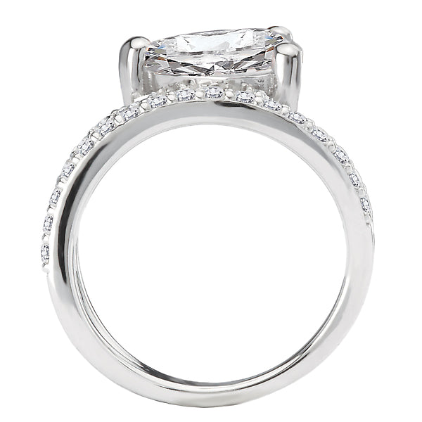 Pear Semi-Mount Diamond Wave Band Engagement Ring