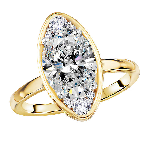 Oval Moval-Shape, Oval Diamond Semi-Mount Engagement Ring