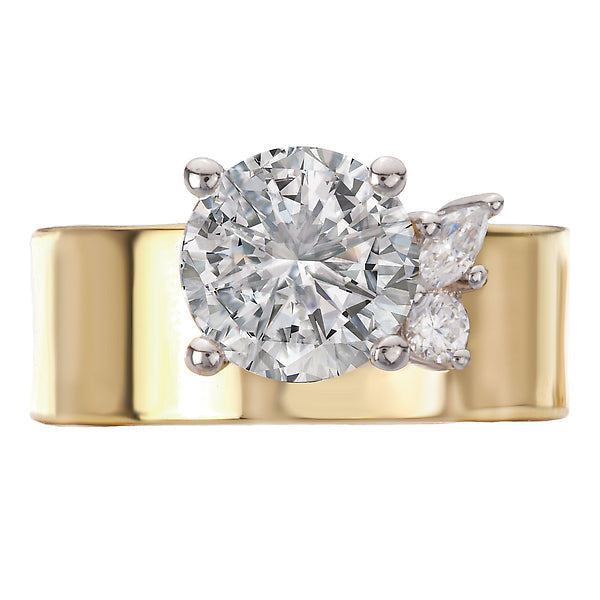 Round Bold Shank Semi-Mount Diamond Engagement Ring