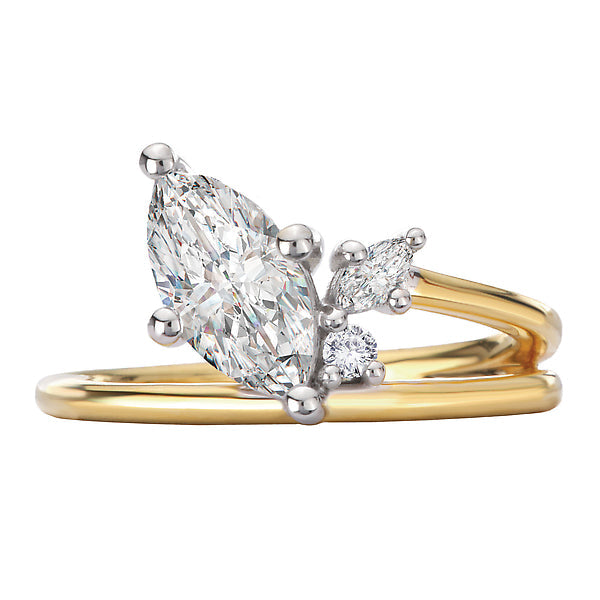 Marquise Half Split Shank Semi-Mount Diamond Engagement Ring