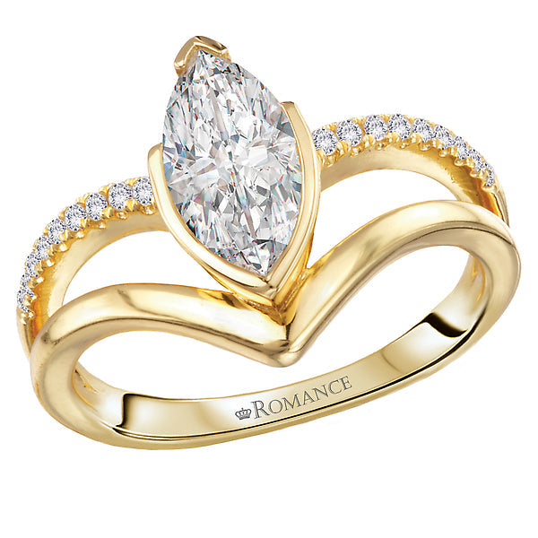 Marquise Split Shank Semi-Mount Diamond Engagement Ring