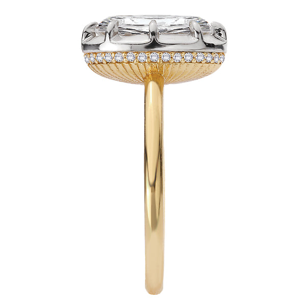 Oval Hidden Halo Semi-Mount Diamond Engagement Ring