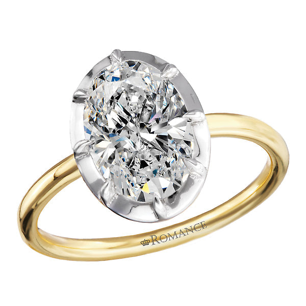 Oval Hidden Halo Semi-Mount Diamond Engagement Ring