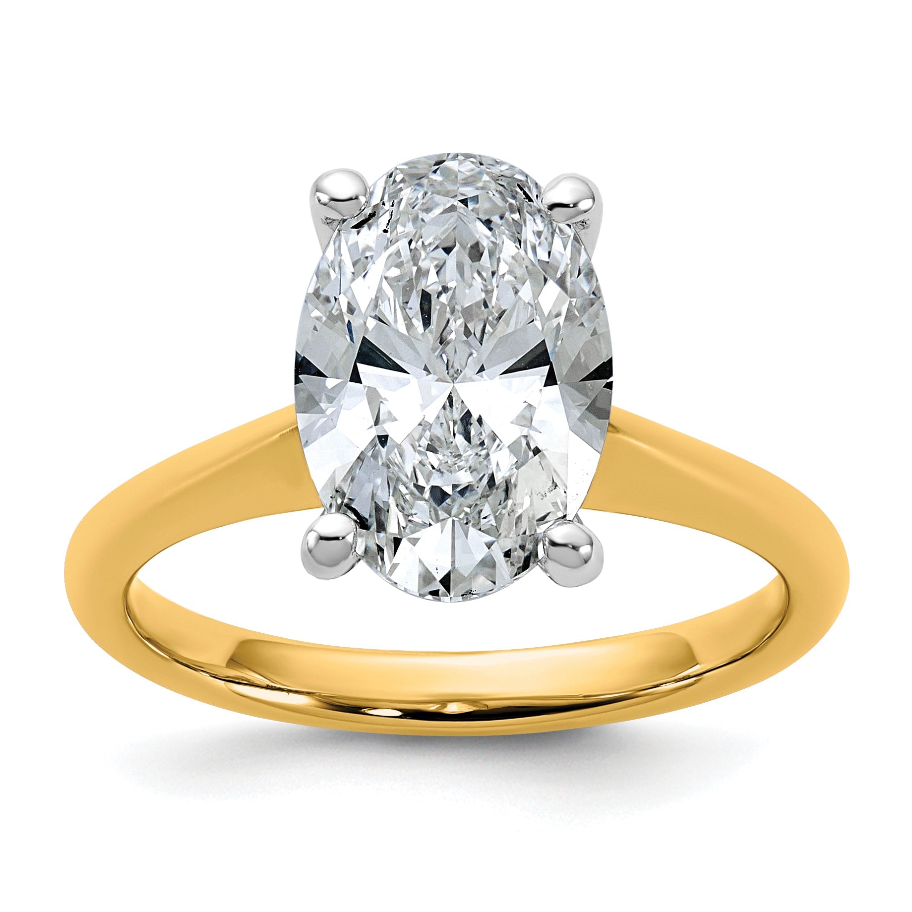 14k Two-Tone 3ct Cert Lab Grown VS+ F+ Oval 8X Diamond Ring