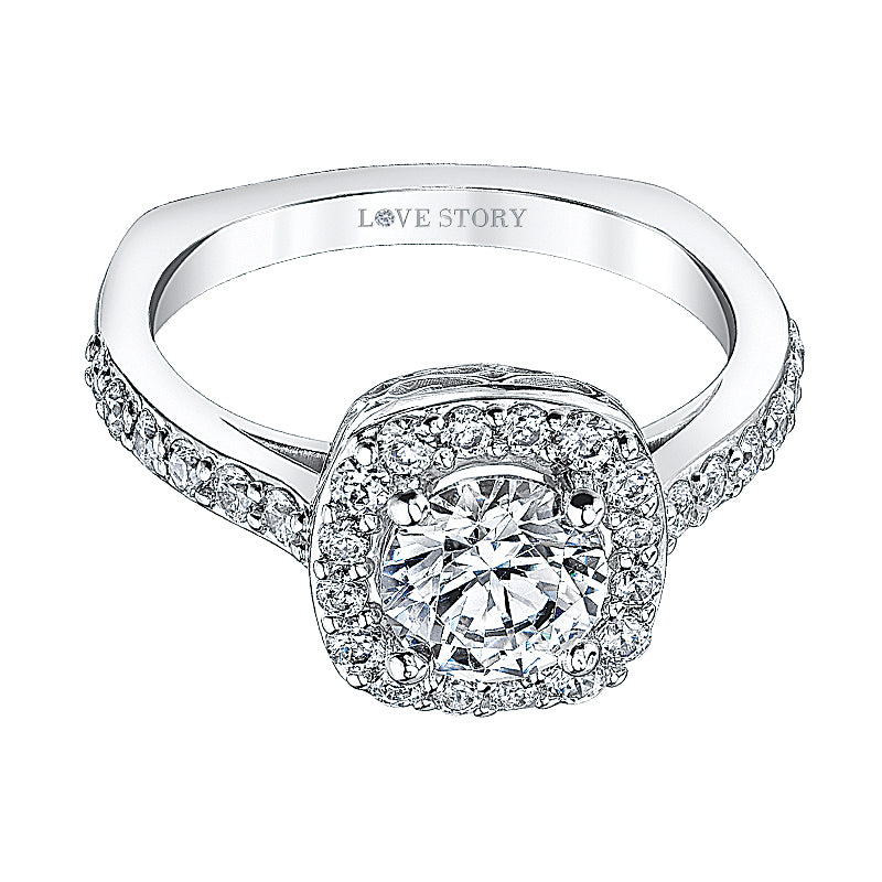 halo engagement ring by love story