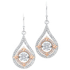 solitaire double halo fleur-de-lis dangle cz earrings in sterling silver