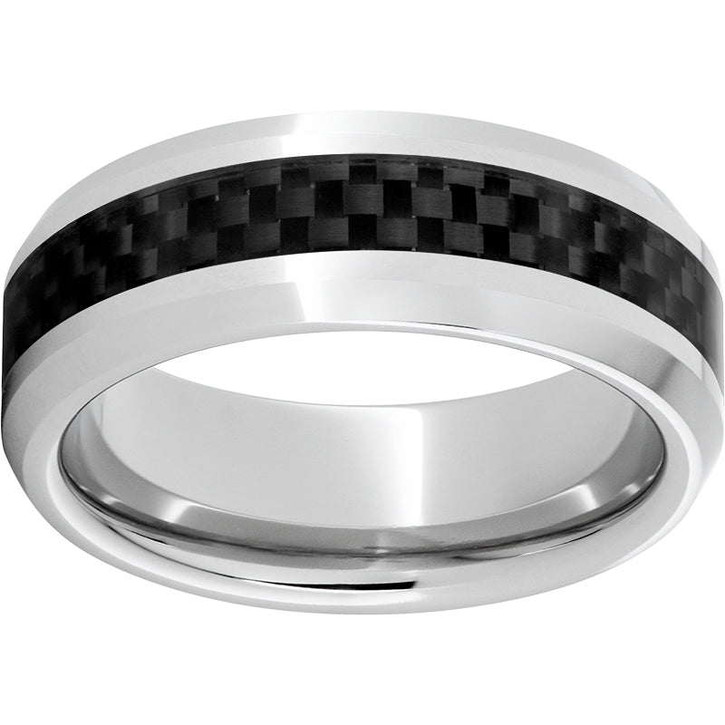 serinium® beveled edge band with black carbon fiber inlay