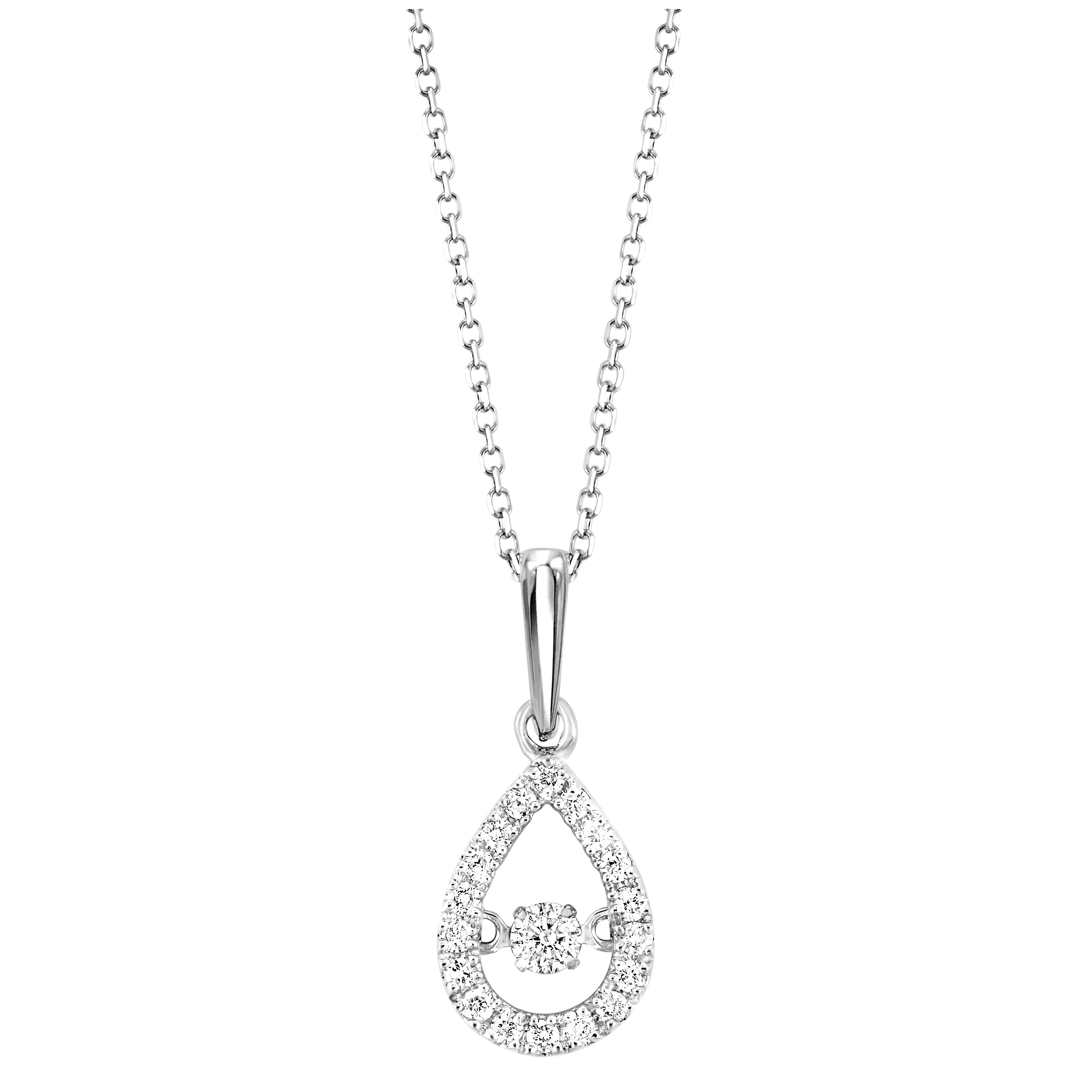 10k white gold rol prong diamond necklace 1/5ct