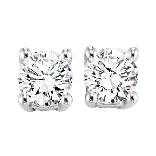 diamond round classic solitaire stud earrings in 14k white gold (2 ctw)