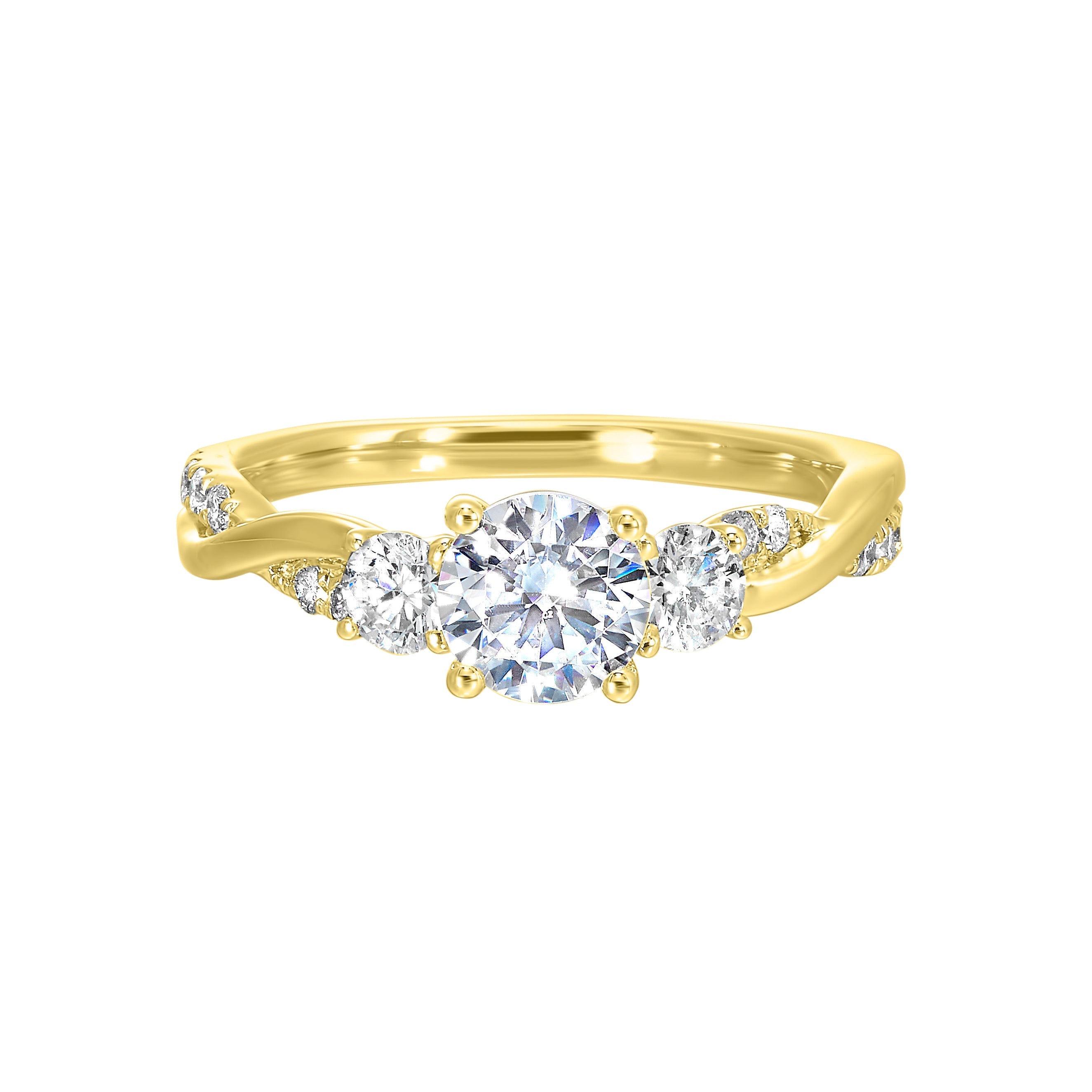 14kt yellow semi mount 1/2ctw for 3/4ctw round center