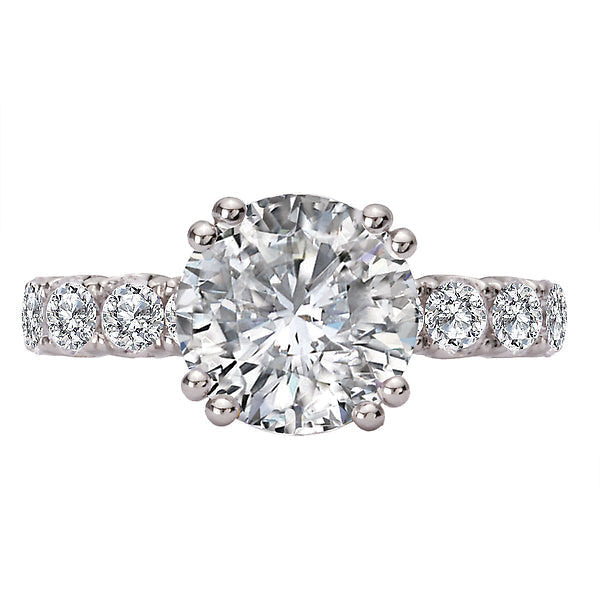 Round 8-Stone Semi-Mount Diamond Engagement Ring