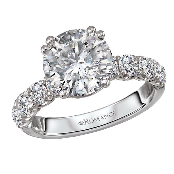 Round 8-Stone Semi-Mount Diamond Engagement Ring