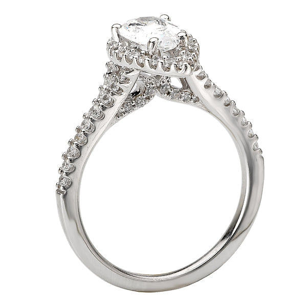 Pear Halo Semi-Mount Diamond Ring