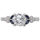 Round Sapphire and Diamond Semi-Mount Engagement Ring
