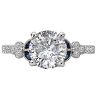 Round Sapphire and Diamond Semi-Mount Engagement Ring