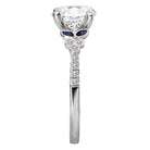 Round Sapphire and Diamond Semi-Mount Engagement Ring