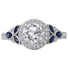 Round Sapphire and Diamond Semi-Mount Ring