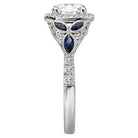Round Sapphire and Diamond Semi-Mount Ring