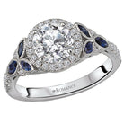 Round Sapphire and Diamond Semi-Mount Ring