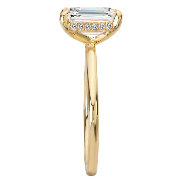 Emerald Diamond Hidden Halo Engagement Ring