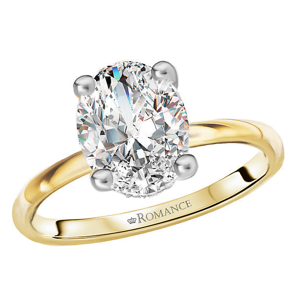 Oval Diamond Hidden Halo Two-Tone Engagement Ring