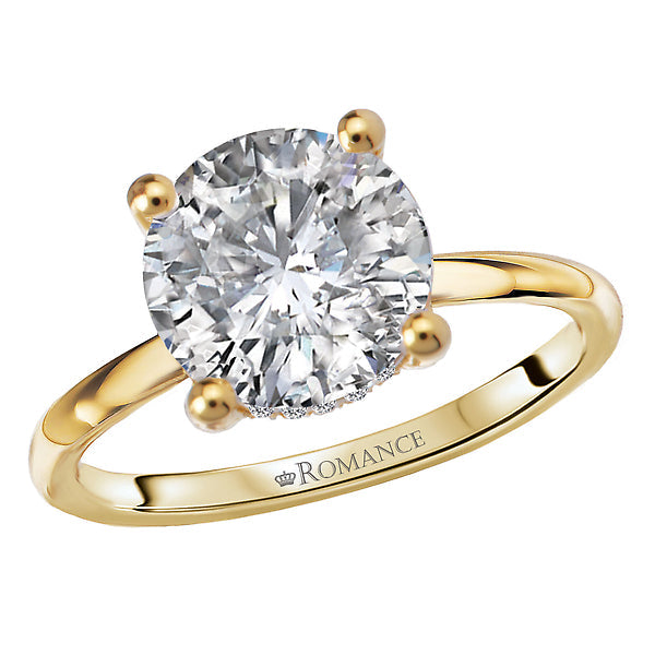 Round Diamond Semi-Mount Hidden Halo Engagement Ring