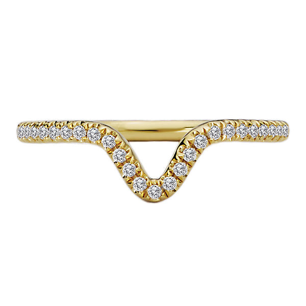 Round Curved Diamond Wedding Band