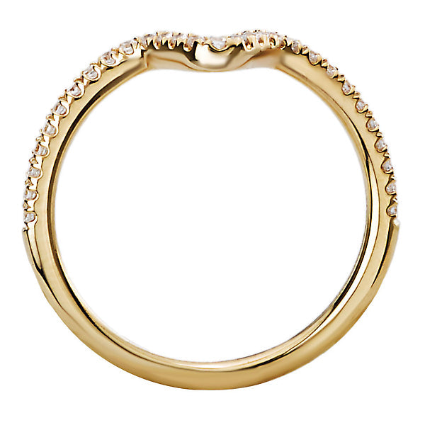 Round Curved Diamond Wedding Band