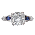 Round Diamond and Sapphire Semi-Mount Engagement Ring