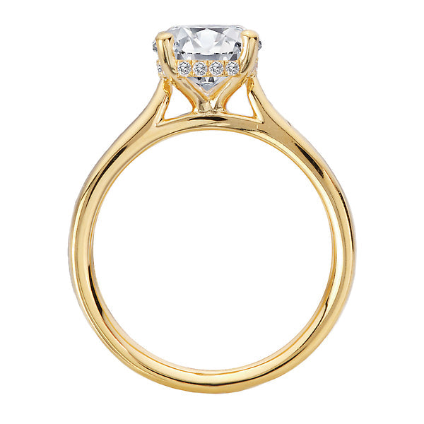Oval Diamond Semi-Mount Hidden Halo Engagement Ring