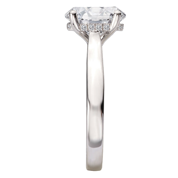 Oval Hidden Halo Semi-Mount Diamond Engagement Ring