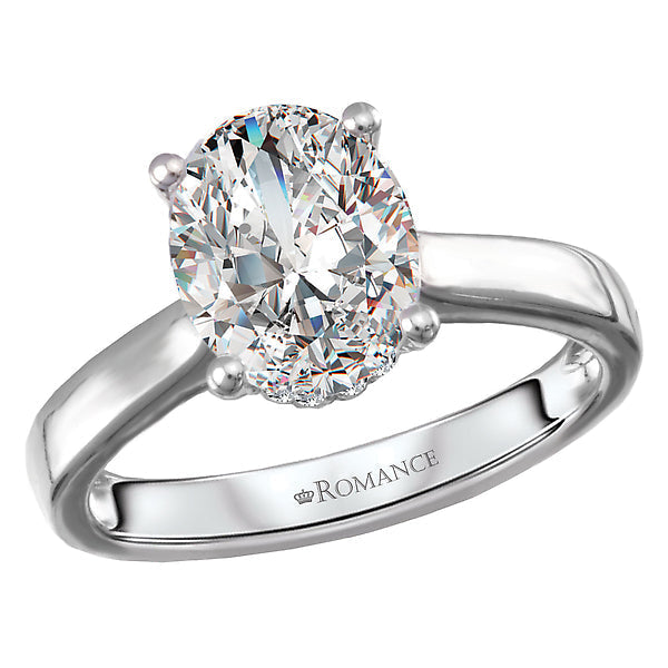 Oval Hidden Halo Semi-Mount Diamond Engagement Ring