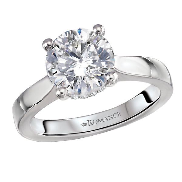 Round Diamond Semi-Mount Hidden Halo Engagement Ring