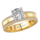 Round Wide Band Semi-Mount Diamond Engagement Ring
