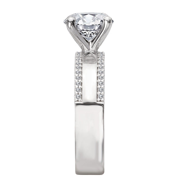 Round Wide Band Semi-Mount Diamond Engagement Ring