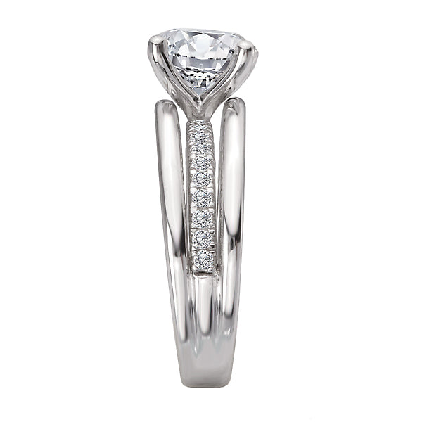 Round Three Row Band Semi-Mount Diamond Engagement Ring